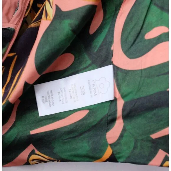 Farm Rio sz XS pant suit jacket velour palm tiger leaf tropical print